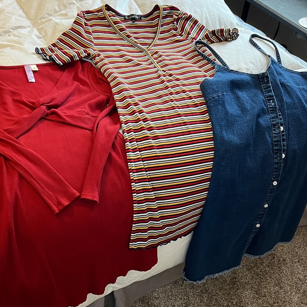 Alya Red, Multicolor, and Blue Mini Dresses
